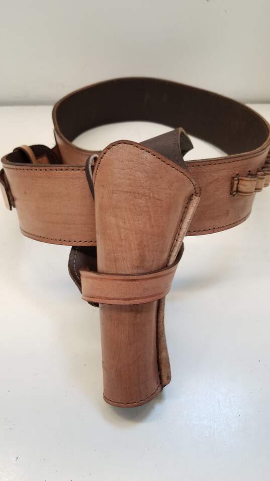 Unbranded Leather Cartridge Belt and Holster Made in Mexico Size 46 image number 5