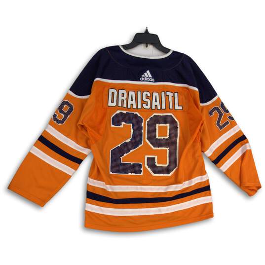 Adidas Mens Orange Blue Edmonton Oilers Leon Draisaitl #29 Hockey Jersey Size 40 image number 2