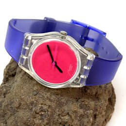 Designer Swatch Swiss Blue Adjustable Strap Round Dial Analog Wristwatch