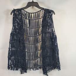 Elie Tahari Women Black Fringe Vest XL NWT