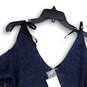 NWT Womens Blue Knitted Cold Shoulder V-Neck Long Sleeve Sweater Size XL image number 1