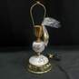 Vintage Glass Pane Shade Porcelain Floral Pattern Bedside Lamp image number 2