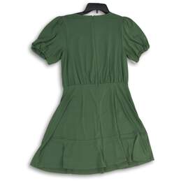 LOFT Womens Green Keyhole Neck Short Sleeve Back Zip Fit & Flare Dress Size 2 alternative image
