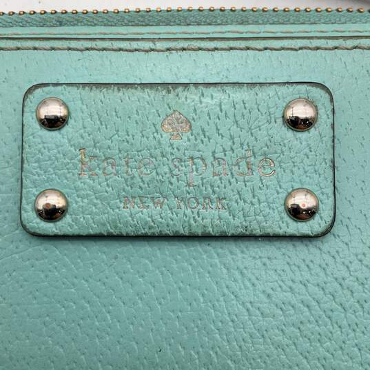 Kate Spade Womens Turquoise Tan Inner Zipper Pocket Clutch Wristlet Wallet image number 4