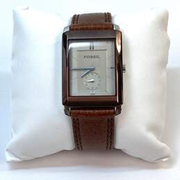 Designer Fossil Arkitekt FS-4298 Silver-Tone Leather Strap Quartz Wristwatch