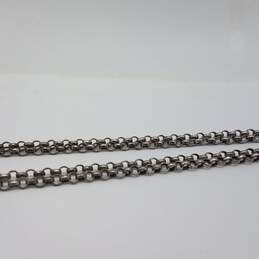 Sterling Silver Crystal Fleur De Lis Pendant Rolo Chain Double Strand Necklace 16 1/2 Inch 12.6g alternative image