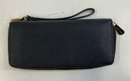 Michael Kors Continental Travel Black Leather Zip Around Card Organizer Wallet alternative image