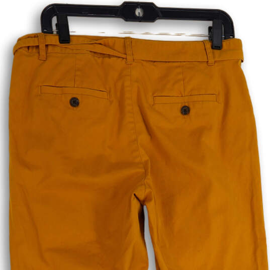 Womens Orange Flat Front Slash Pocket Tie Waist Paperbag Pants Size 4 image number 4