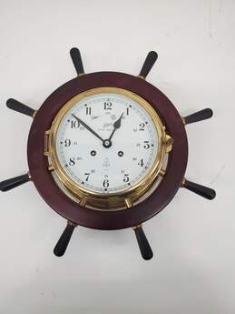Vintage Schatz 8 Day Ship Clock - Brass/Wood - 7 Jewels - Made in West Germany