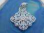 14K White Gold Dotted & Cut Outs Unique Floral Square Statement Pendant 5.1g image number 2