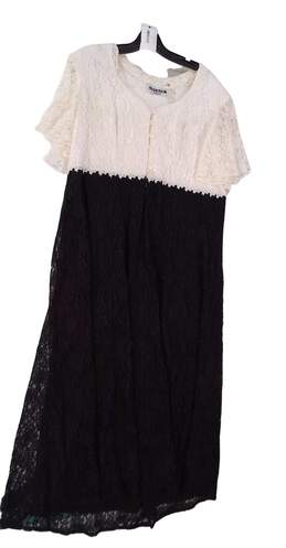 Dress Womens White Black Short Sleeve Lace Maxi Dress Size 18