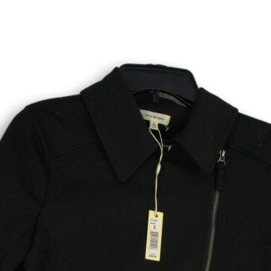 NWT Max Studio Womens Black Spread Collar Long Sleeve Full-Zip Jacket Size S image number 3