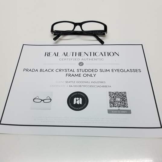 AUTHENTICATED Prada Black Crystal Studded Slim Eyeglasses FRAME ONLY image number 1