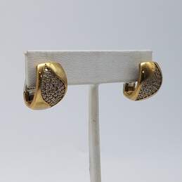 Sterling Silver Brass Crystals Post Huggie Earrings 10.9g