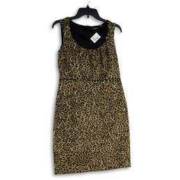 NWT Womens Brown Animal Print Sleeveless Back Zip Sheath Dress Size 6