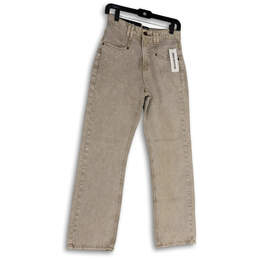 NWT Womens Beige Denim Medium Wash Pockets Straight Leg Jeans Size 26