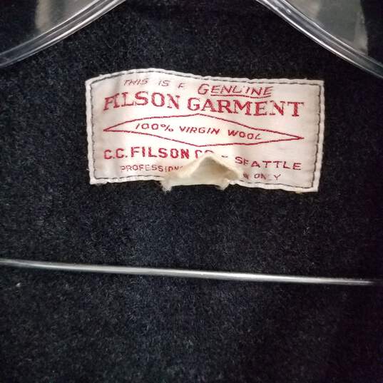 Vintage Filson black wool snap front cargo utility field jacket image number 3