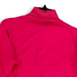 Womens Pink Mock Neck Pockets Half Zip Long Sleeve Activewear Jacket Size M