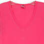 Womens Neon Pink Short Sleeve V-Neck Pullover T-Shirt Size Small image number 3