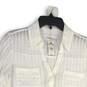 NWT Express Womens White Striped Long Sleeve Sheer Button-Up Shirt Size Medium image number 3