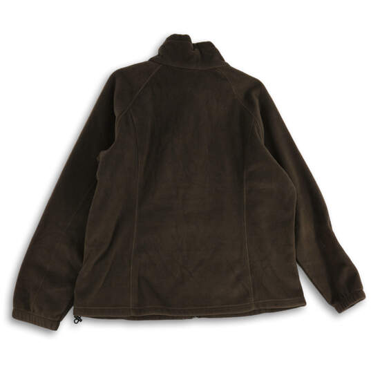 Womens Brown Mock Neck Long Sleeve Fleece Full-Zip Jacket Size 2X image number 2