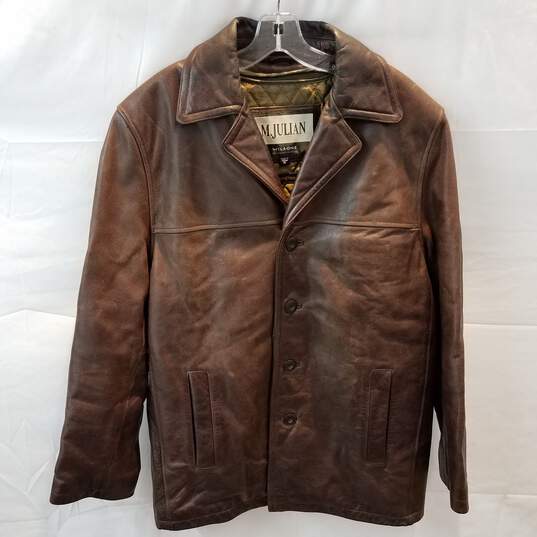 M. Julian Wilson's Leather Thinsulate Ultra Insulation Brown Jacket Adult Size M image number 1