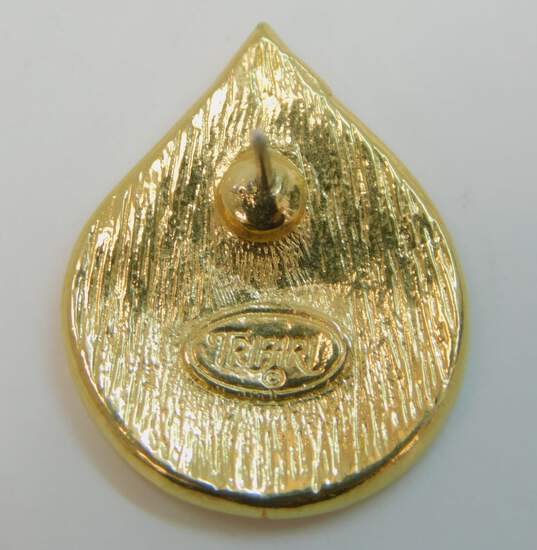 Trifari Goldtone Rhinestones Accented Teardrop Post Earrings 5.8g image number 4