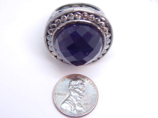 Thai Sterling Silver Faceted Amethyst Dome Statement Ring 11.9g image number 3