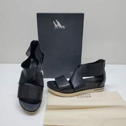 Eileen Fisher Women's Black Tumbled Leather Sandals Size 9.5M