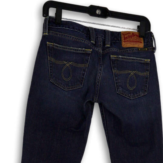 Womens Blue Medium Wash Pockets Stretch Denim Bootcut Leg Jeans Size 0/25 image number 4