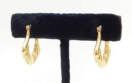 14K Yellow Gold Heart Shrimp Hoop Earrings 2.6g