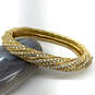 Designer Swarovski Gold-Tone Oval Swirl Rhinestone Hinged Bangle Bracelet image number 1