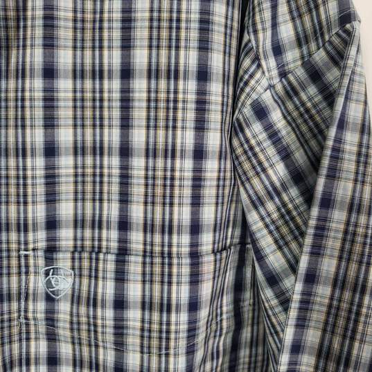 Mens Plaid Wrinkle-Free Collared Long Sleeve Button-Up Shirt Size XXL image number 3