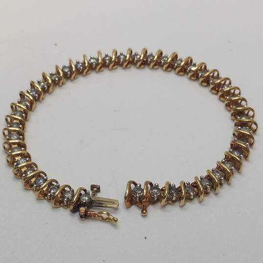 Rare 10K Gold All Diamond 7in Tennis Bracelet 11.4g image number 6