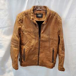 Chou Yatou Full Zip Brown Faux Leather Jacket Size M