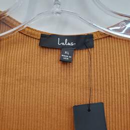 LULU'S Ribbed Mustard Scoop Neck Long Sleeve Pullover Bodycon Dress Sz XL alternative image