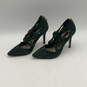 Womens Delphine Green Suede Pointed Toe Back Zip Stiletto Pump Heels Sz 7.5 image number 4