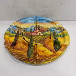 Festive Eight-Piece Painted Ceramic Chips & Dip Set
