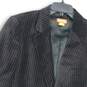 Mens Black Striped Notch Lapel Single Breasted Two Button Blazer Size 42R image number 3