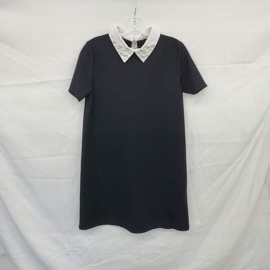 Zara Black Collar Embellished Short Sleeved Dress WM Size S NWOT image number 1
