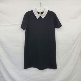 Zara Black Collar Embellished Short Sleeved Dress WM Size S NWOT