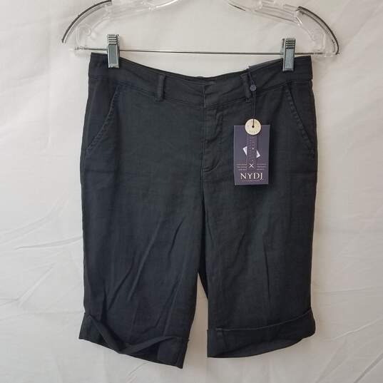 NYDJ Black Bermuda Roll Cuff Shorts Adult Size 00 NWT image number 1