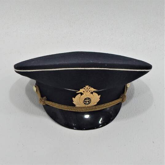Vintage USSR Soviet Russian Navy Sailor Visor Hat Cap Size 59 image number 1