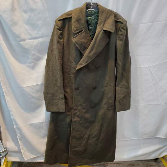 Unbranded Long Green Trench Overcoat Size 38XL image number 1