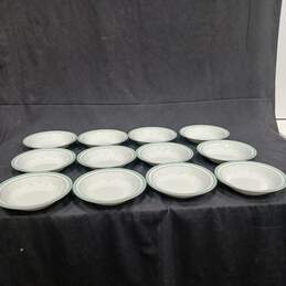 Set of 12 Thun Bohemia Fine Porcelain White & Seafoam Blue Soup Bowls alternative image