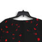 Womens Black Printed Round Neck Bell Sleeve Back Zip Blouse Top Size XXL image number 4
