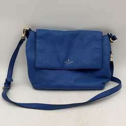 Kate Spade New York Womens Blue Leather Adjustable Strap Crossbody Bag Purse