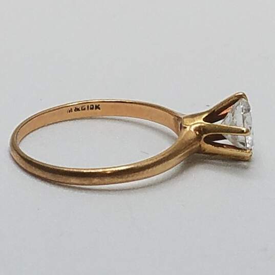 10K Gold Cubic Zirconia Solitaire Sz 5 3/4 Ring 1.6g image number 3