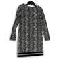 Womens Black Snake Print Long Sleeve Round Neck Shift Dress Size Small image number 2