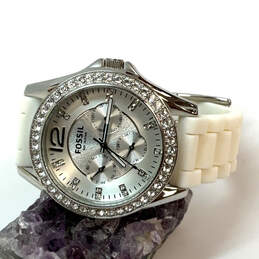 Designer Fossil ES-2344 Silver-Tone Chronograph Dial Analog Wristwatch